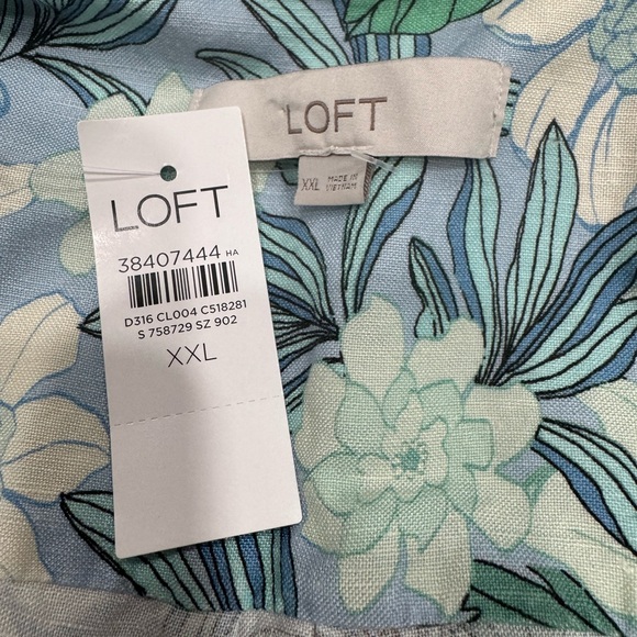 NWT LOFT Blue & Green Floral Tie-Waist shorts Romper size XXL - Picture 3 of 5